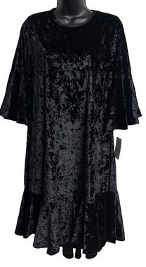 Lularoe Velvet Dress Maurine Medium M 3/4 Sleeve Flare Ruffle Stretch Women New